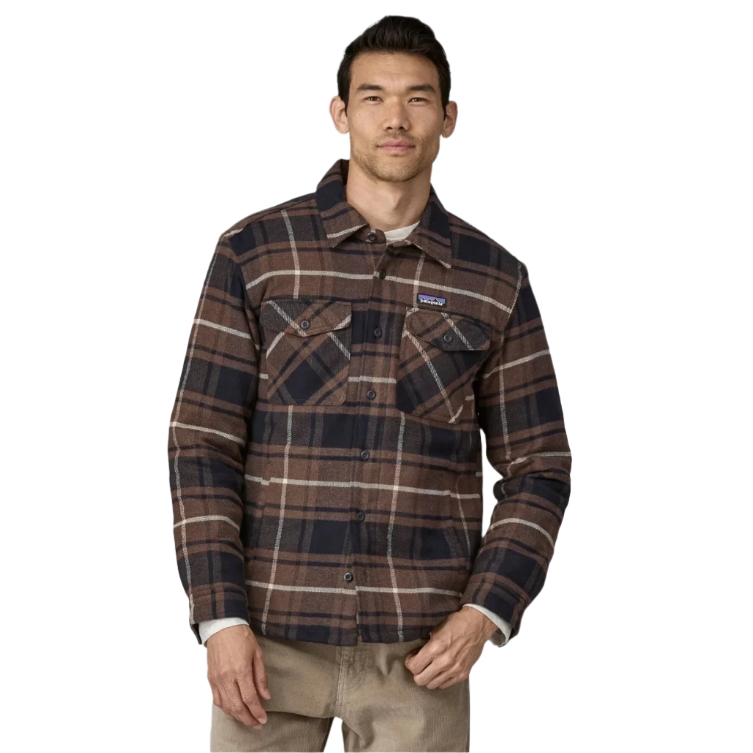 Patagonia 01. MENS APPAREL - MENS JACKETS - MENS JACKETS CASUAL Men's Lightweight Insulated Fjord Flannel Shirt OMBN OUTDOOR: MOLASSES BROWN