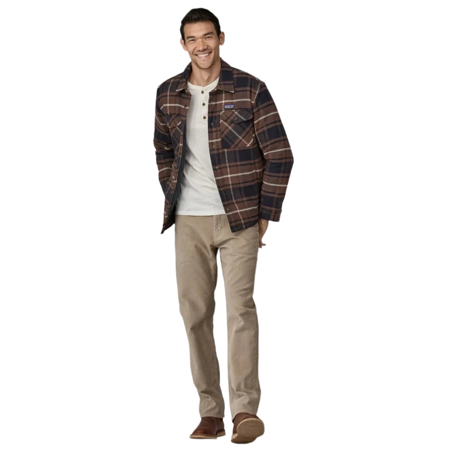 Patagonia 01. MENS APPAREL - MENS JACKETS - MENS JACKETS CASUAL Men's Lightweight Insulated Fjord Flannel Shirt OMBN OUTDOOR: MOLASSES BROWN