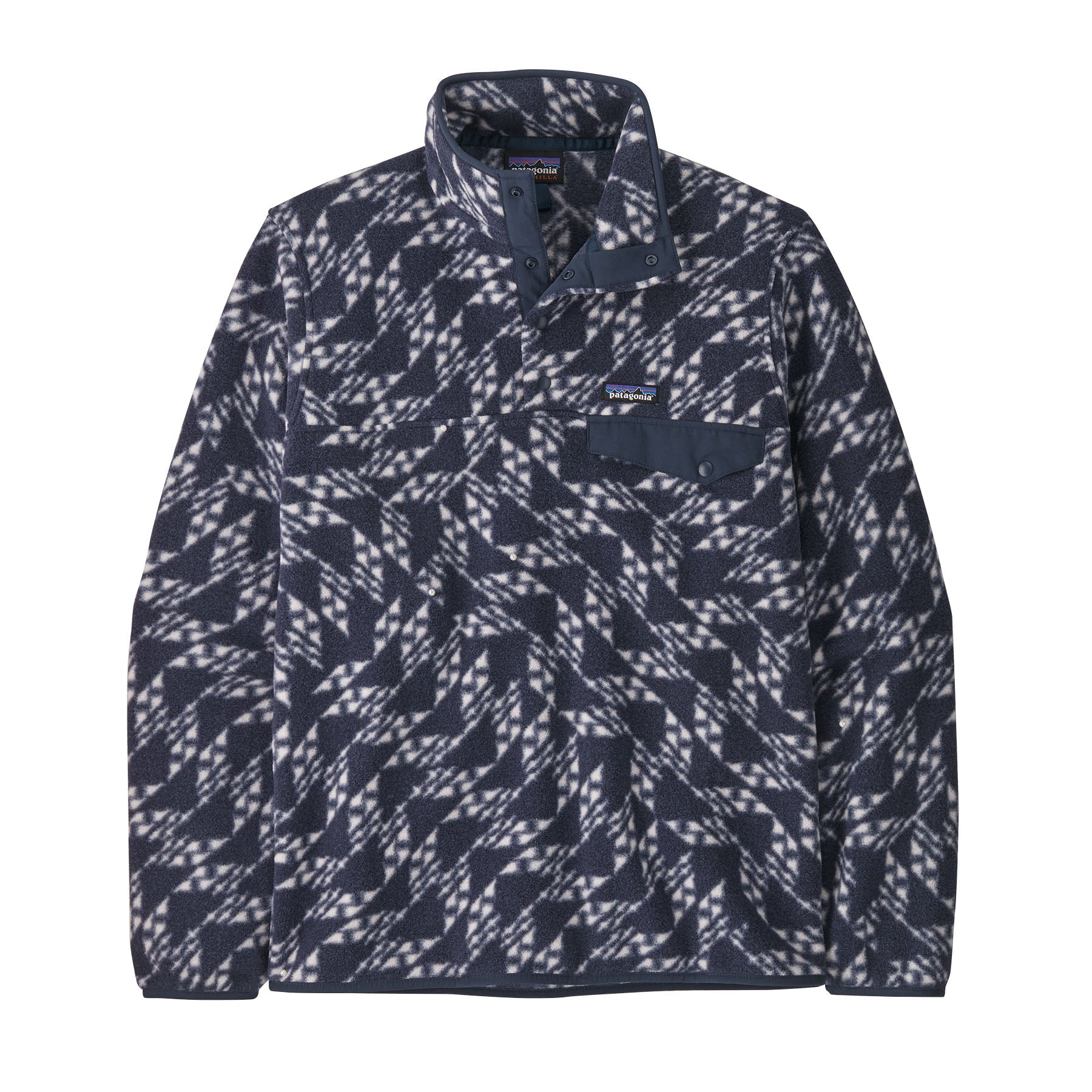 Patagonia 01. MENS APPAREL - MENS HOODIES|SWEATERS - MENS PO SWEATERS Men's Lightweight Synchilla Snap-T Fleece Pullover SFNA SYNCHED FLIGHT: NEW NAVY