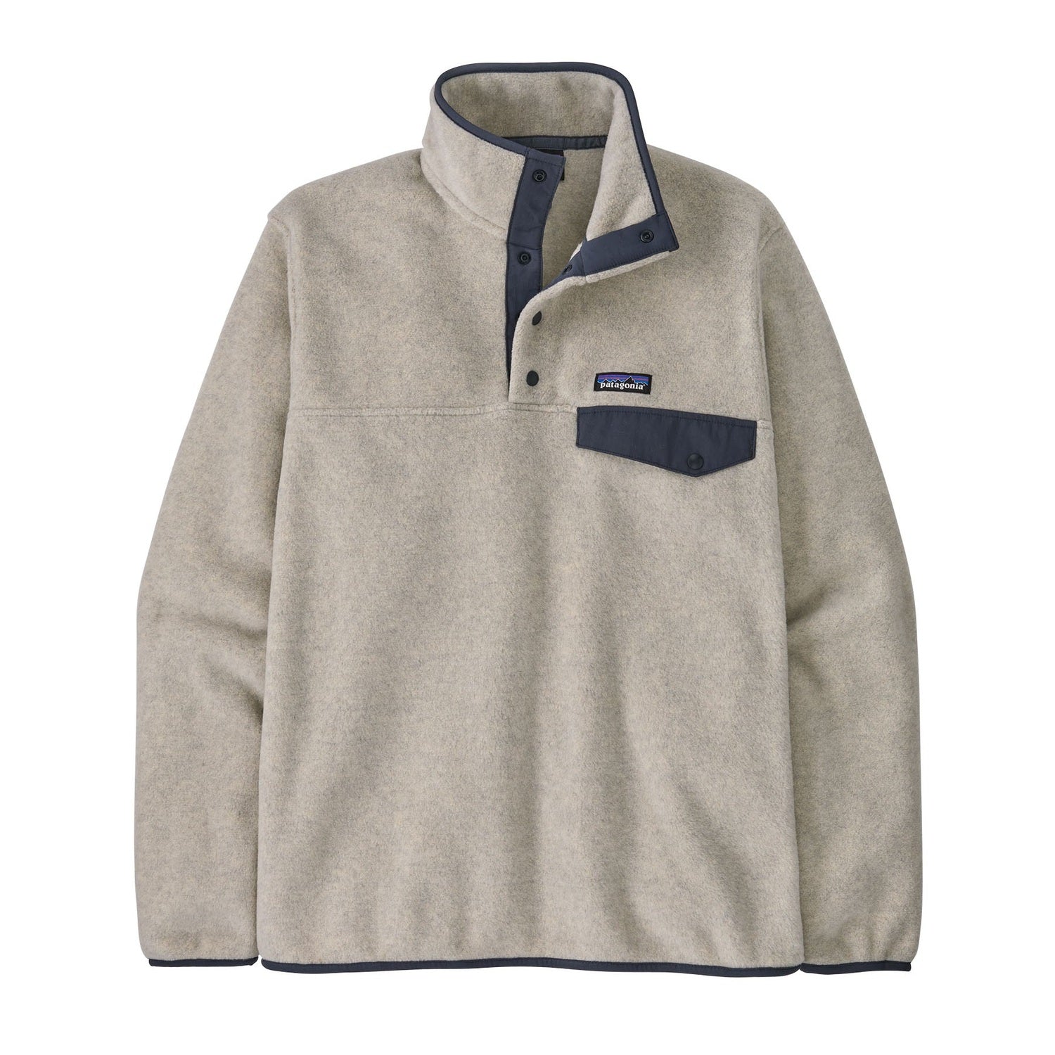 Patagonia 01. MENS APPAREL - MENS HOODIES|SWEATERS - MENS PO SWEATERS Men's Lightweight Synchilla Snap-T Fleece Pullover OTSM OATMEAL HEATHER W SMOLDER BLUE
