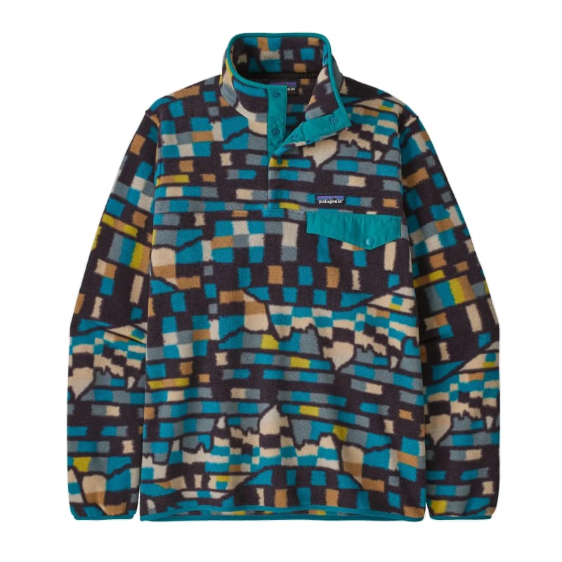 Patagonia 01. MENS APPAREL - MENS HOODIES|SWEATERS - MENS PO SWEATERS Men's Lightweight Synchilla Snap-T Fleece Pullover FPBE FITZ ROY PATCHWORK | BELAY BLUE