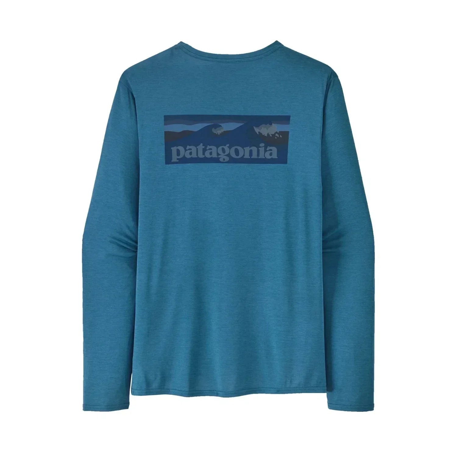 Patagonia 01. MENS APPAREL - MENS LS SHIRTS - MENS LS ACTIVE Men's Long Sleeve Capilene Cool Daily Graphic Shirt - Waters BLWX BOARDSHORT LOGO | WAVY BLUE X-DYE
