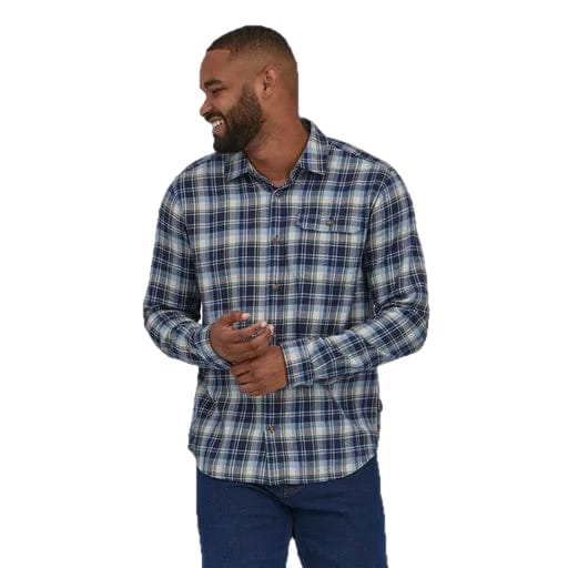 Patagonia 05. M. SPORTSWEAR - M. LS SHIRTS Men's Long Sleeve Cotton In Conversion Lightweight Fjord Flannel Shirt LYNE LIBBEY | NEW NAVY