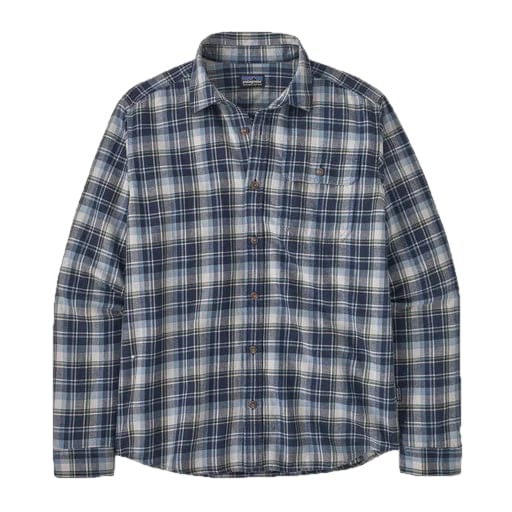 Patagonia 01. MENS APPAREL - MENS LS SHIRTS - MENS LS BUTTON UP Men's Long Sleeve Cotton In Conversion Lightweight Fjord Flannel Shirt LYNE LIBBEY | NEW NAVY