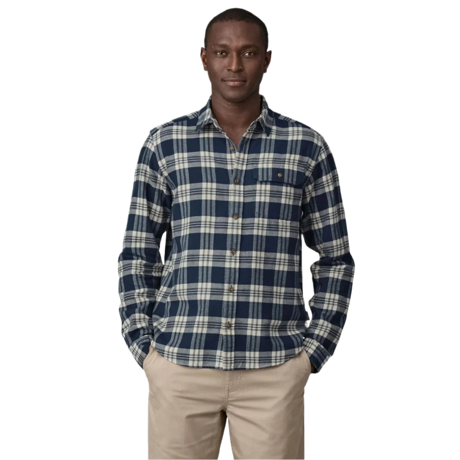 Patagonia 01. MENS APPAREL - MENS LS SHIRTS - MENS LS BUTTON UP Men's Long Sleeve Lightweight Fjord Flannel Shirt BCNA BASE CAMP: NEW NAVY