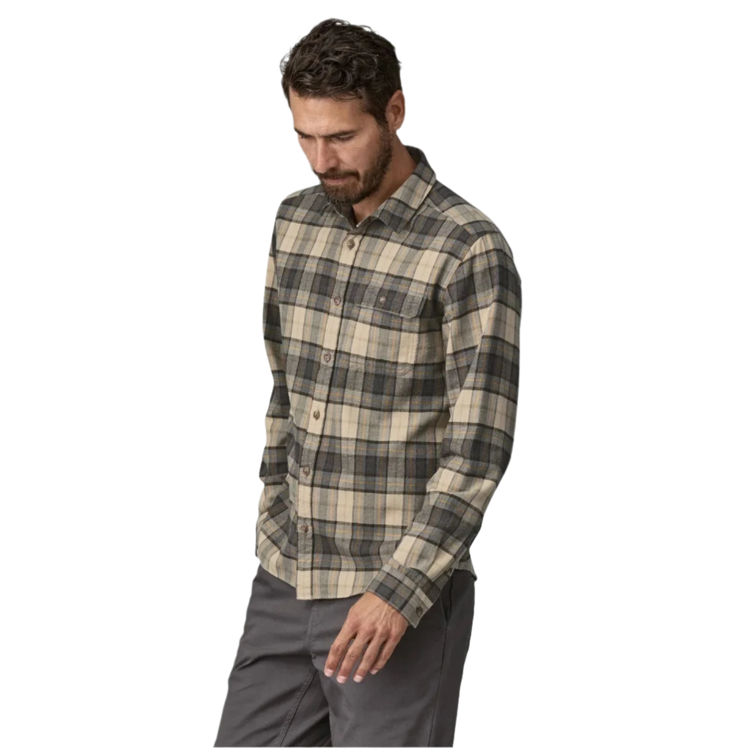 Patagonia 01. MENS APPAREL - MENS LS SHIRTS - MENS LS BUTTON UP Men's Long Sleeve Lightweight Fjord Flannel Shirt SRGY SPOTTER: FORGE GREY