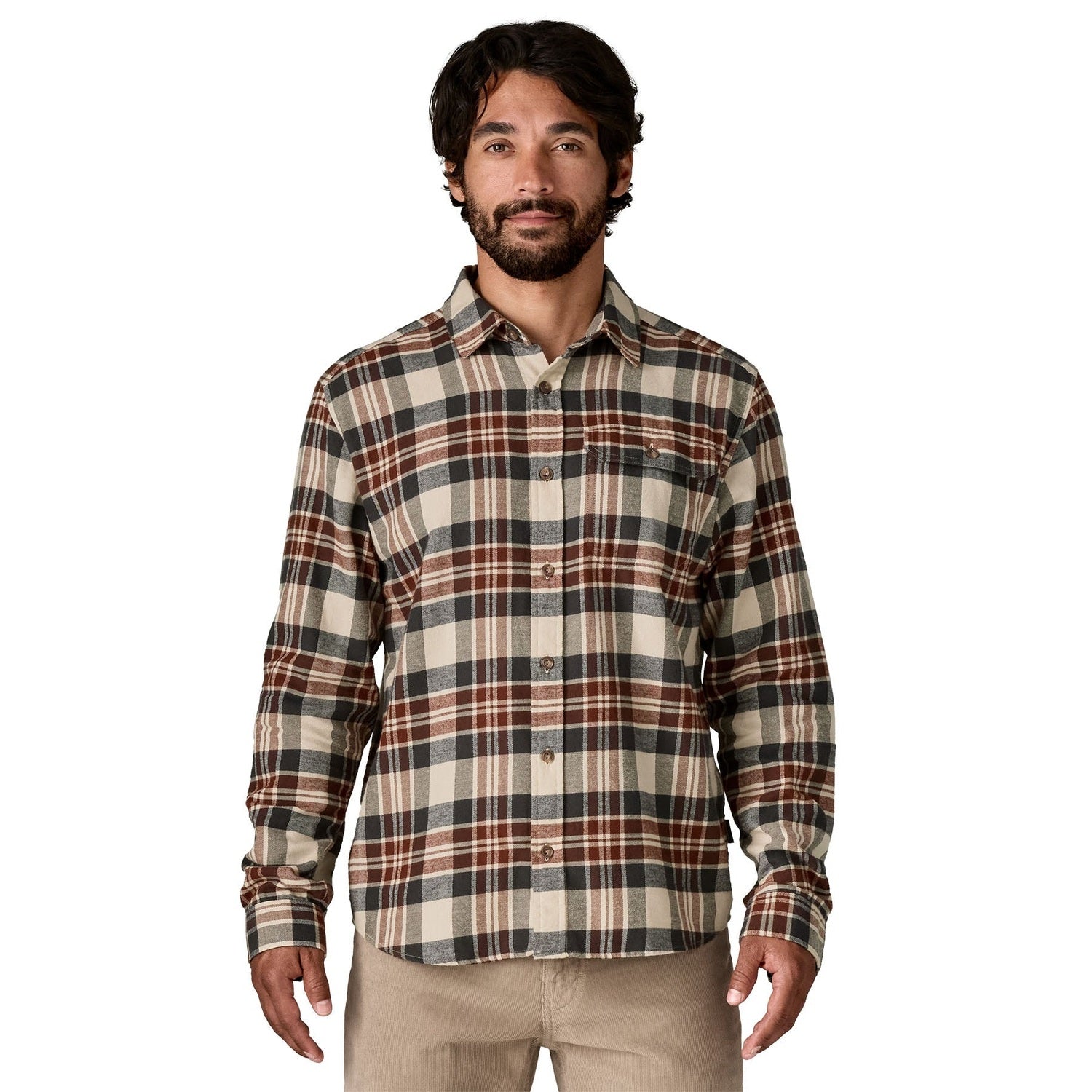 Patagonia 01. MENS APPAREL - MENS LS SHIRTS - MENS LS BUTTON UP Men's Long Sleeve Lightweight Fjord Flannel Shirt PDVA PAW| DRIED VANILLA