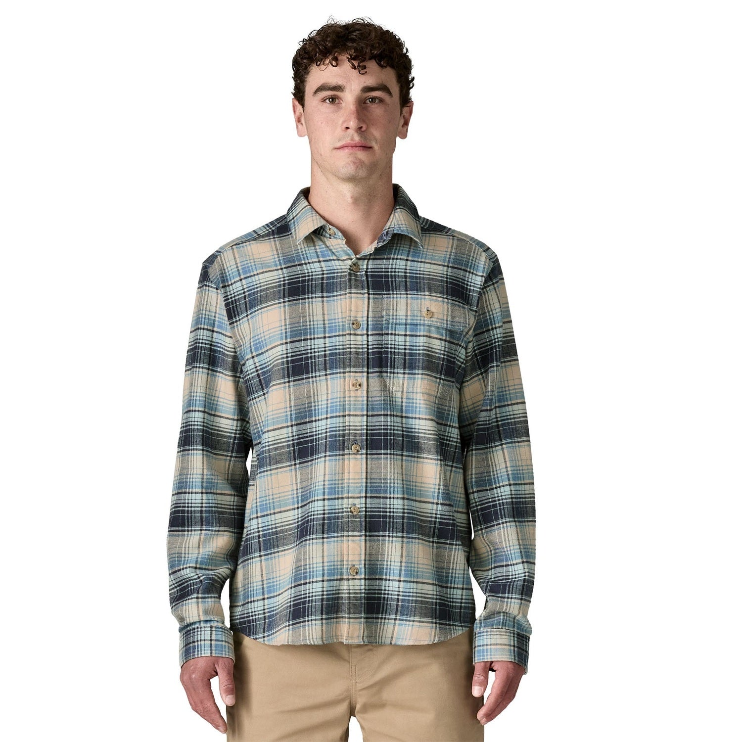 Patagonia 01. MENS APPAREL - MENS LS SHIRTS - MENS LS BUTTON UP Men's Long Sleeve Lightweight Fjord Flannel Shirt FOVB FOGGY| VIRTUALLY BLUE