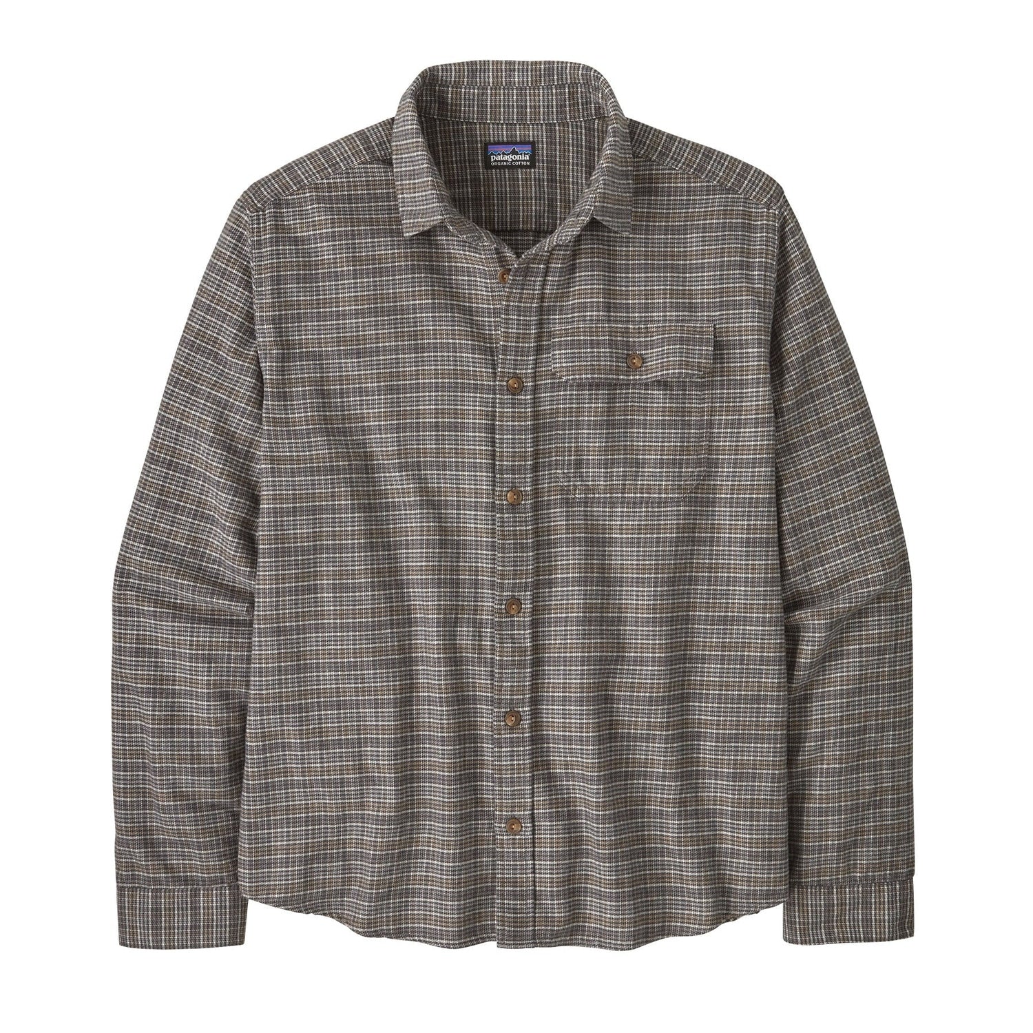 Patagonia 01. MENS APPAREL - MENS LS SHIRTS - MENS LS BUTTON UP Men's Long Sleeve Lightweight Fjord Flannel Shirt TRNO TRACKS| NOBLE GREY