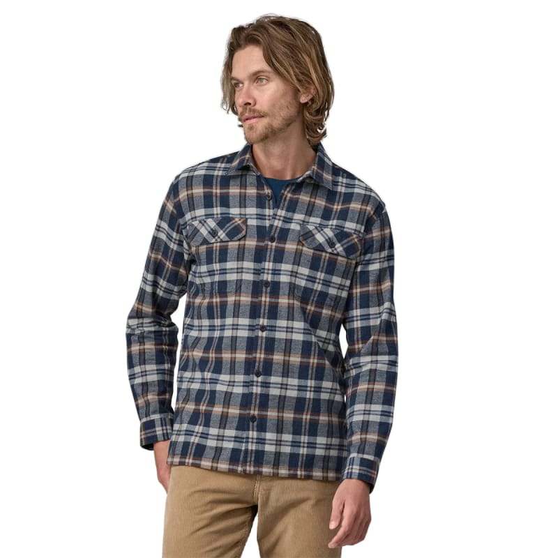Patagonia 01. MENS APPAREL - MENS LS SHIRTS - MENS LS BUTTON UP Men's Long-Sleeved Organic Cotton Midweight Fjord Flannel Shirt FINN FIELDS|NEW NAVY