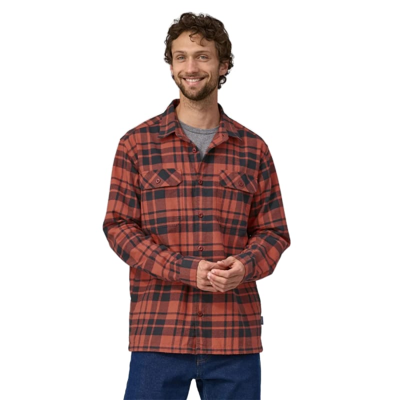 Patagonia Men's Long-Sleeved Organic Cotton Midweight Fjord Flannel Shirt Ice Caps: Burl Red / L