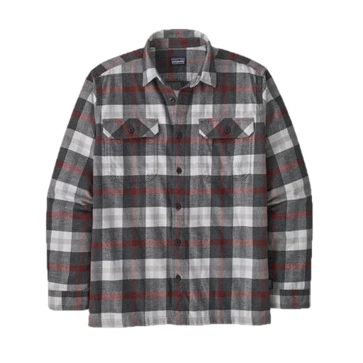 Patagonia 01. MENS APPAREL - MENS LS SHIRTS - MENS LS BUTTON UP Men's Long-Sleeved Organic Cotton Midweight Fjord Flannel Shirt FORI FORAGE|INK BLACK