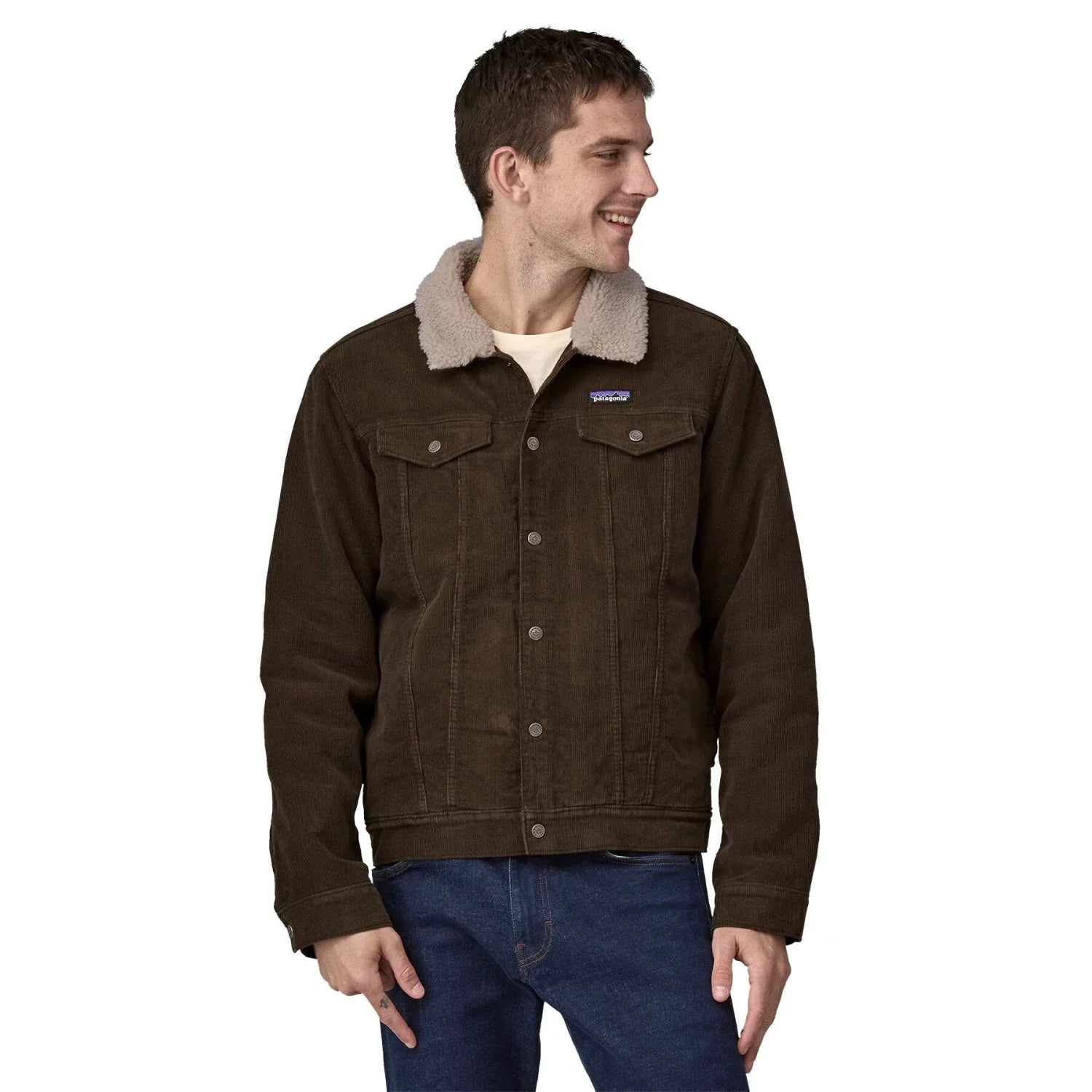 Patagonia 01. MENS APPAREL - MENS JACKETS - MENS JACKETS CASUAL Men's Pile Lined Trucker Jacket DWA DARK WALNUT