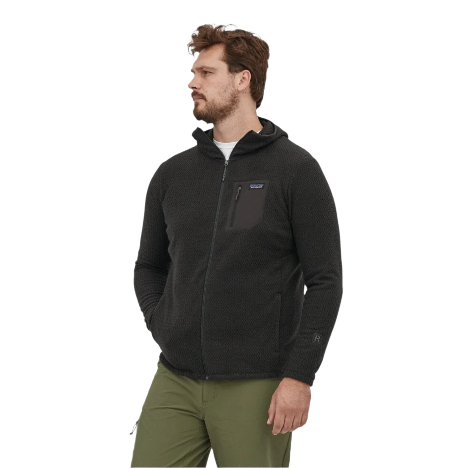 Patagonia 01. MENS APPAREL - MENS HOODIES|SWEATERS - MENS PO HOODY Men's R1 Air Full-Zip Hoody BLK BLACK