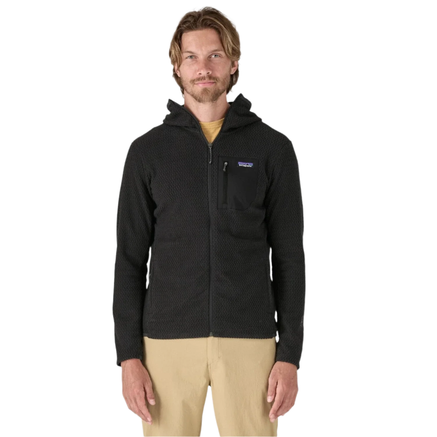 Patagonia 01. MENS APPAREL - MENS HOODIES|SWEATERS - MENS PO HOODY Men's R1 Air Full-Zip Hoody BLK BLACK