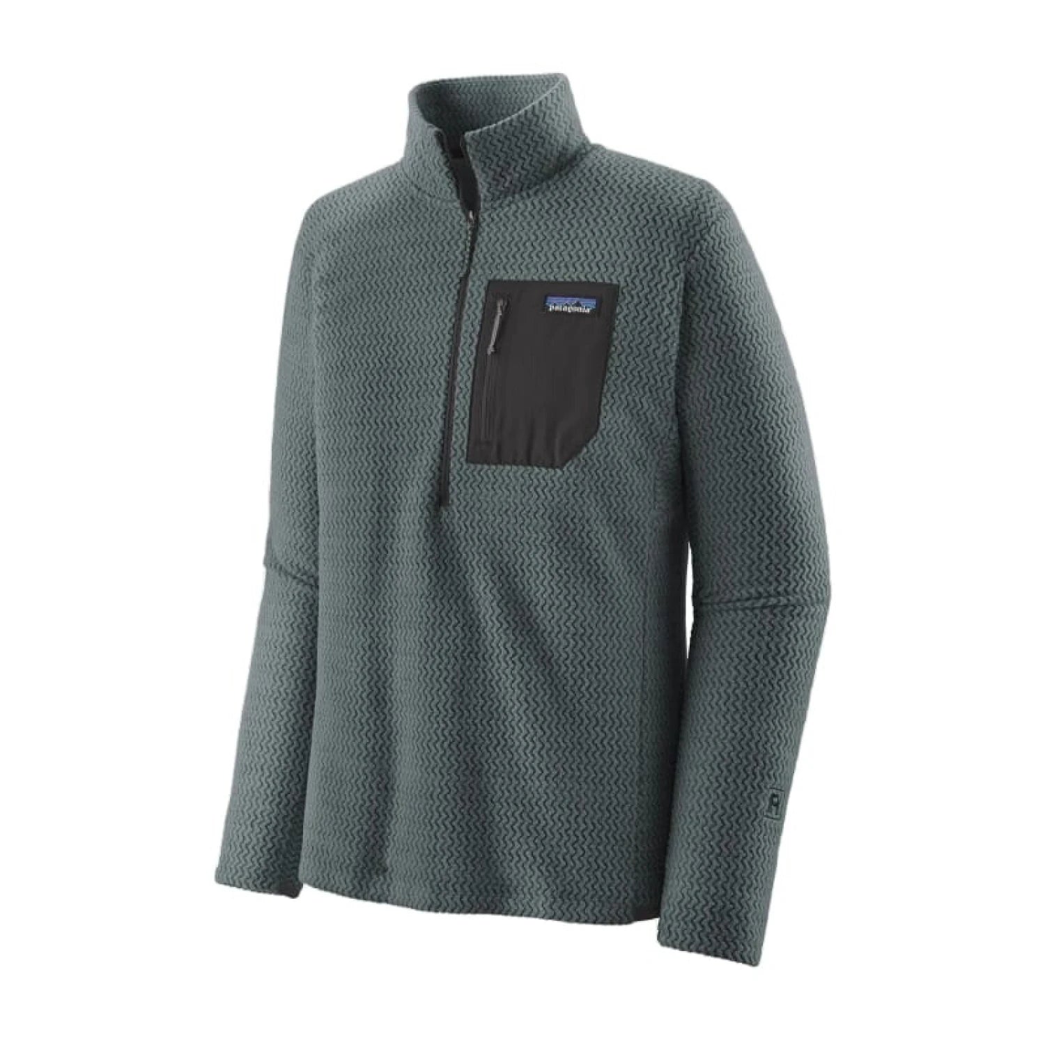 Patagonia 01. MENS APPAREL - MENS HOODIES|SWEATERS - MENS PO Q ZIP Men's R1 Air Zip Neck NUVG NOUVEAU GREEN