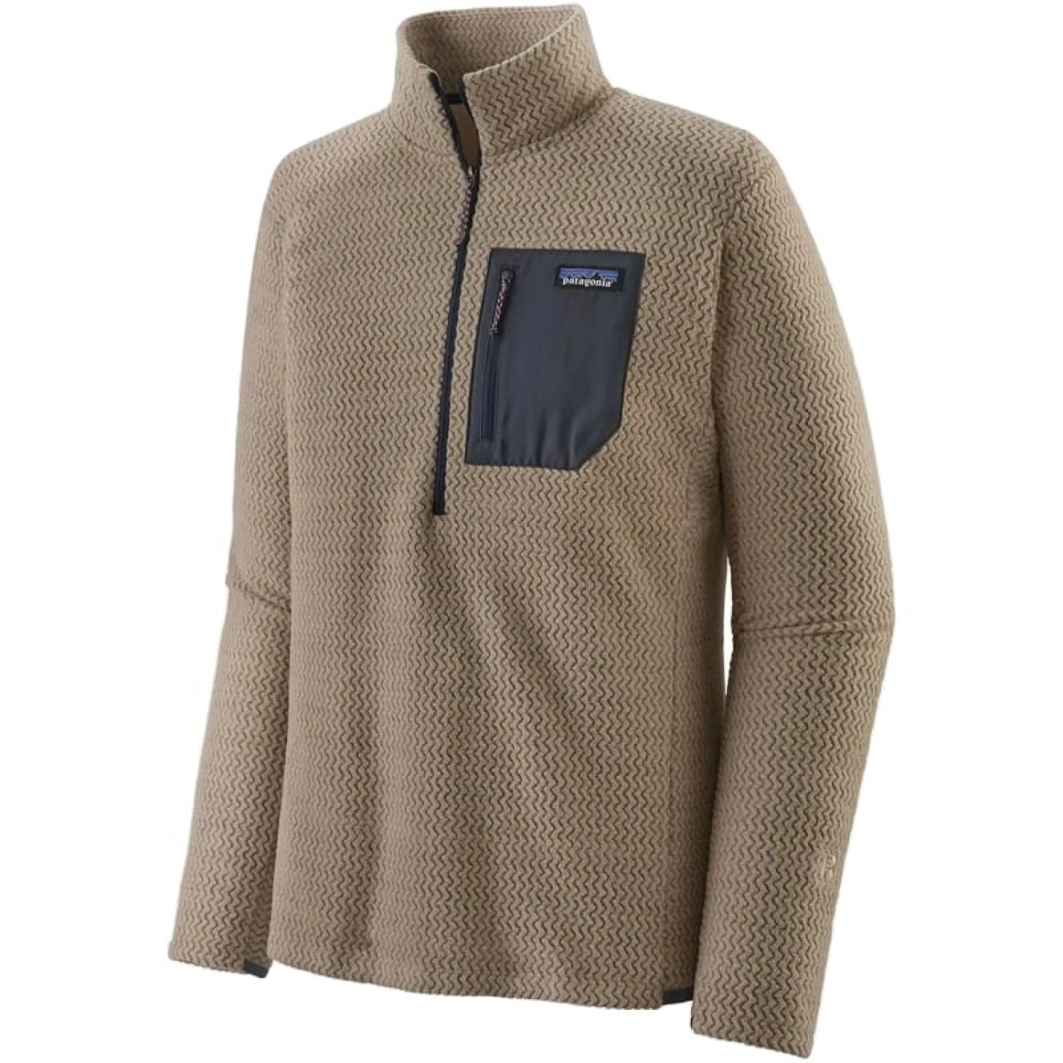 Patagonia 01. MENS APPAREL - MENS HOODIES|SWEATERS - MENS PO Q ZIP Men's R1 Air Zip Neck ORTN OAR TAN