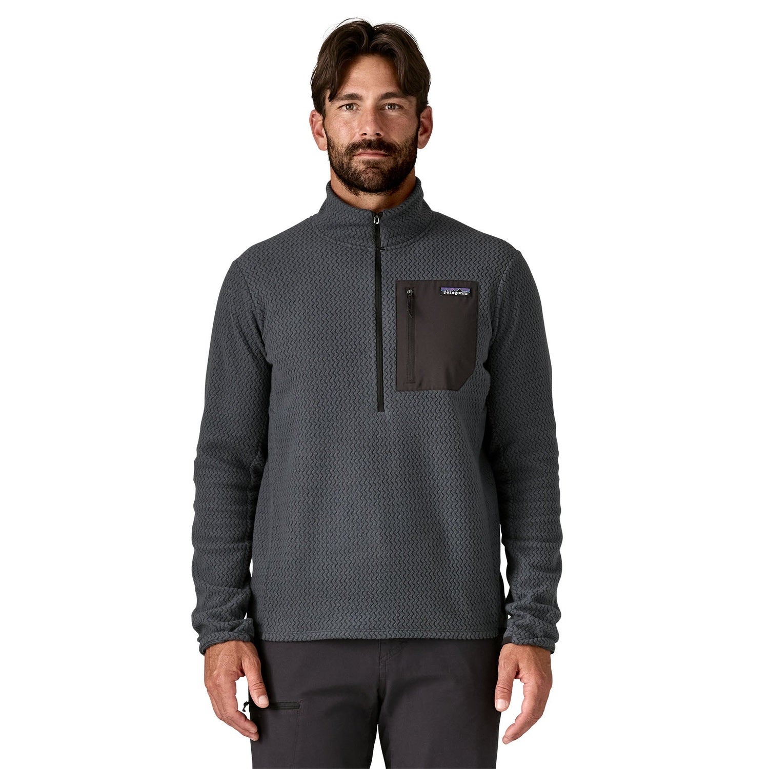 Patagonia 01. MENS APPAREL - MENS HOODIES|SWEATERS - MENS PO Q ZIP Men's R1® Air Zip Neck SMDB SMOLDER BLUE