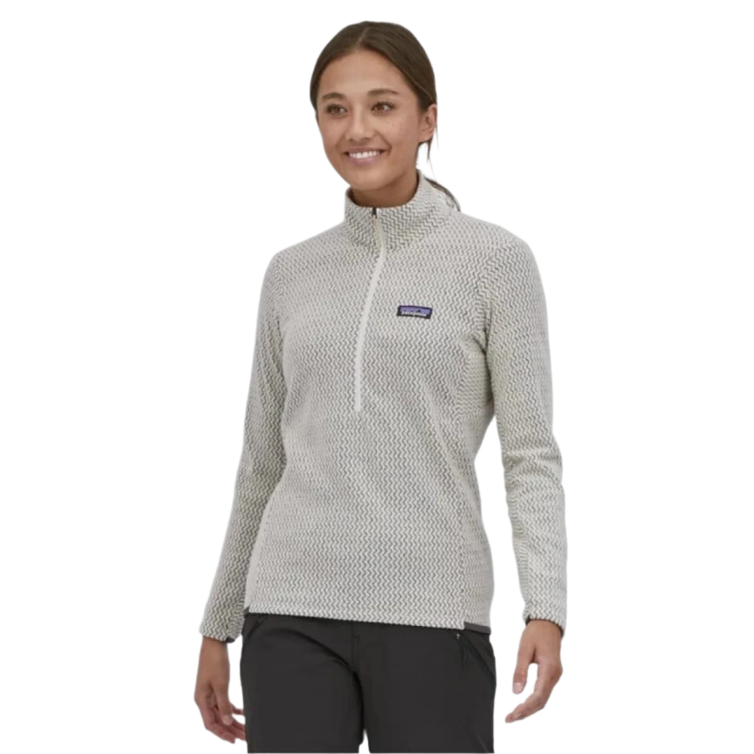 Patagonia 02. WOMENS APPAREL - WOMENS HOODIES|SWEATERS - WOMENS PO Q ZIP Women's R1 Air Zip Neck WLWT WOOL WHITE