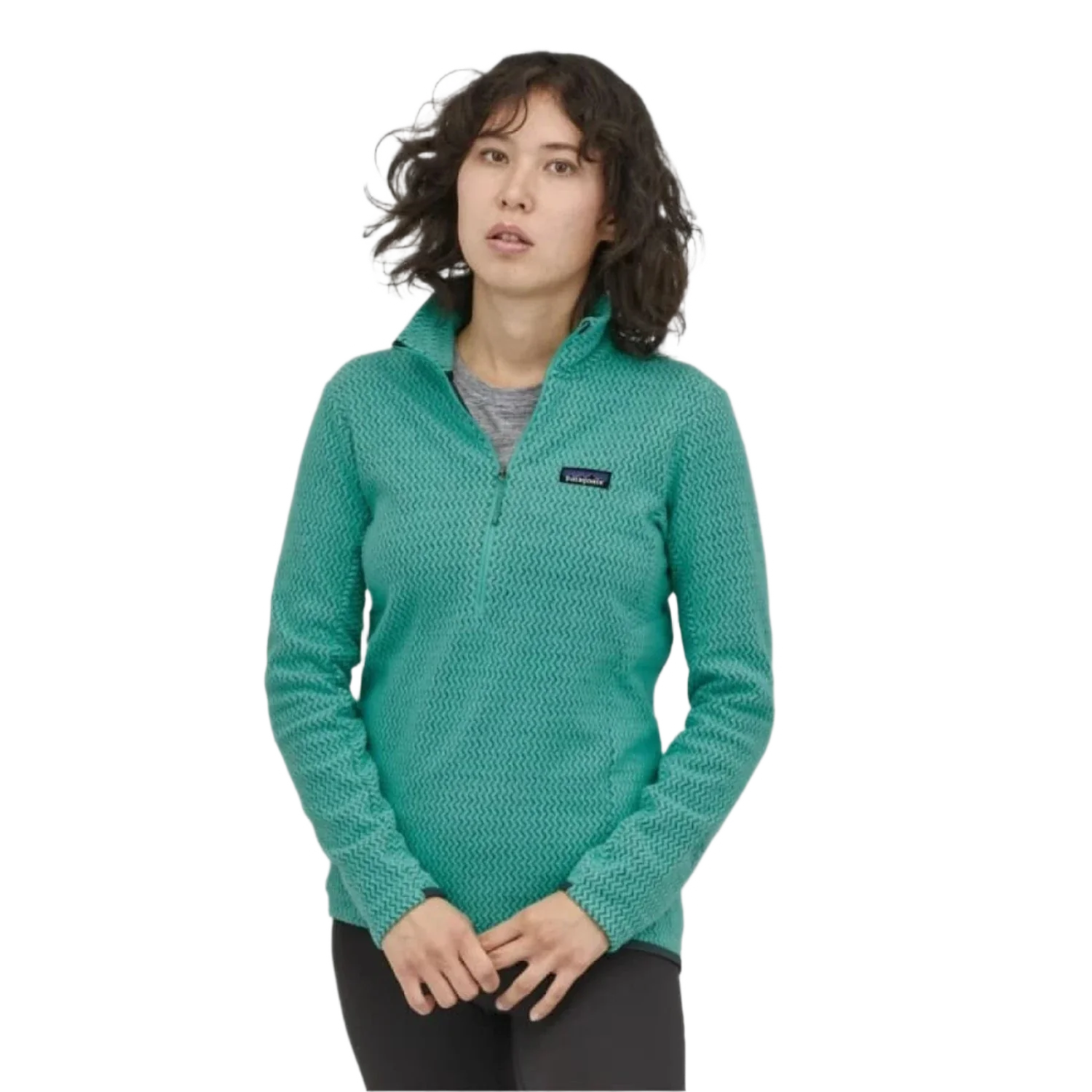 Patagonia 02. WOMENS APPAREL - WOMENS HOODIES|SWEATERS - WOMENS PO Q ZIP Women's R1 Air Zip Neck FRTL FRESH TEAL