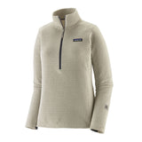 Patagonia 02. WOMENS APPAREL - WOMENS HOODIES|SWEATERS - WOMENS PO Q ZIP Women's R1® Air Fleece Zip-Neck WLWT WOOL WHITE