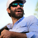 Poncho Outdoors 01. MENS APPAREL - MENS LS SHIRTS - MENS LS BUTTON UP Men's Original Shirt Long Sleeve THE WAHOO | BLUE AND WHITE PLAID REGULAR