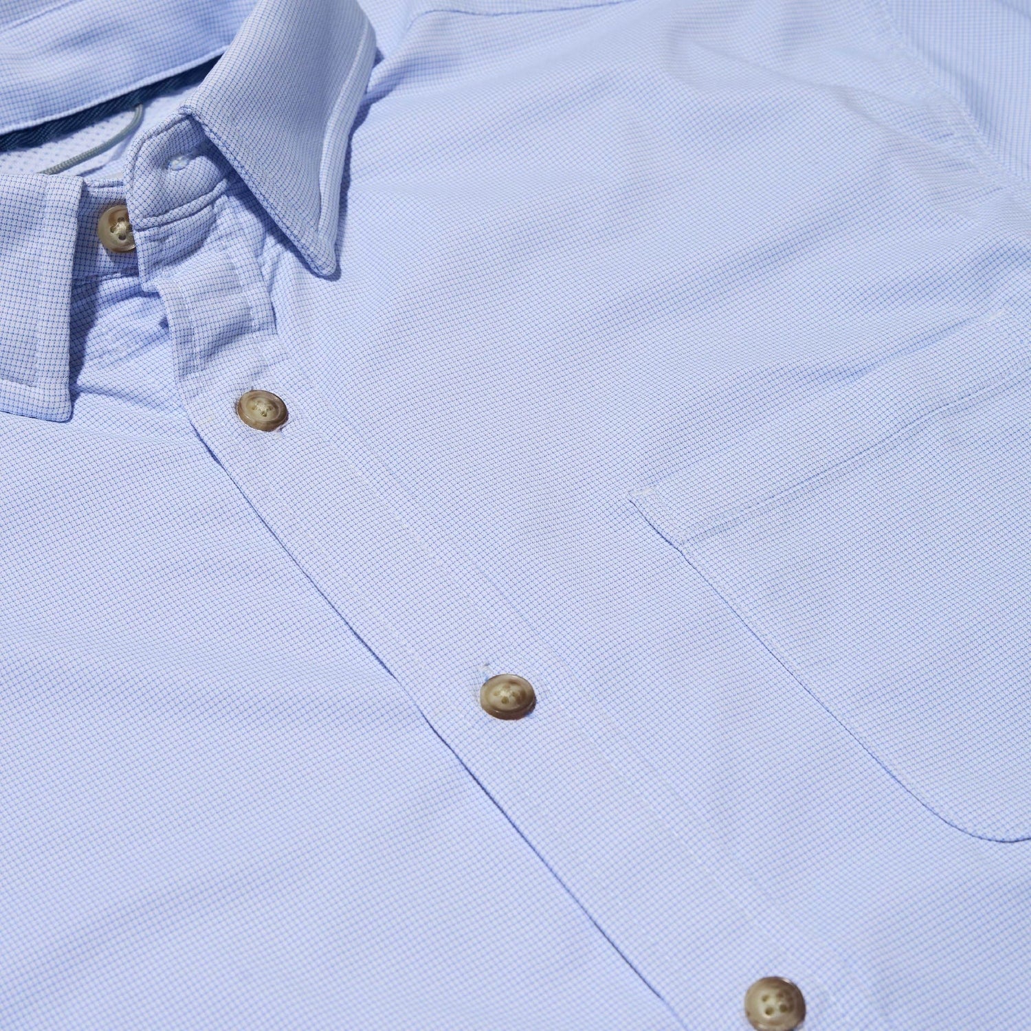 Poncho Outdoors 01. MENS APPAREL - MENS SS SHIRTS - MENS SS BUTTON UP Men's Ultra-Lite Shirt Short Sleeve THE COPANO | BLUE MICROCHECK SLIM