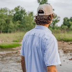 Poncho Outdoors 01. MENS APPAREL - MENS SS SHIRTS - MENS SS BUTTON UP Men's Ultra-Lite Shirt Short Sleeve THE COPANO | BLUE MICROCHECK SLIM