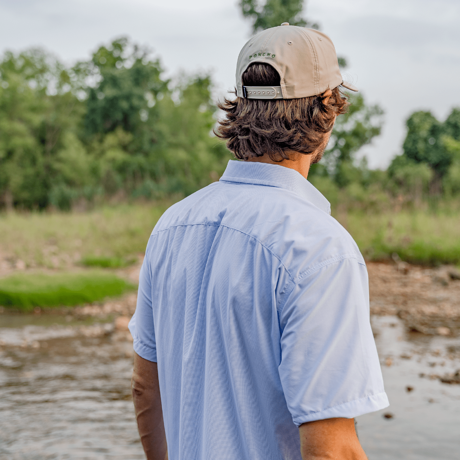 Poncho Outdoors 01. MENS APPAREL - MENS SS SHIRTS - MENS SS BUTTON UP Men's Ultra-Lite Shirt Short Sleeve THE COPANO | BLUE MICROCHECK SLIM