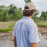 Poncho Outdoors 01. MENS APPAREL - MENS SS SHIRTS - MENS SS BUTTON UP Men's Ultra-Lite Shirt Short Sleeve THE COPANO | BLUE MICROCHECK SLIM
