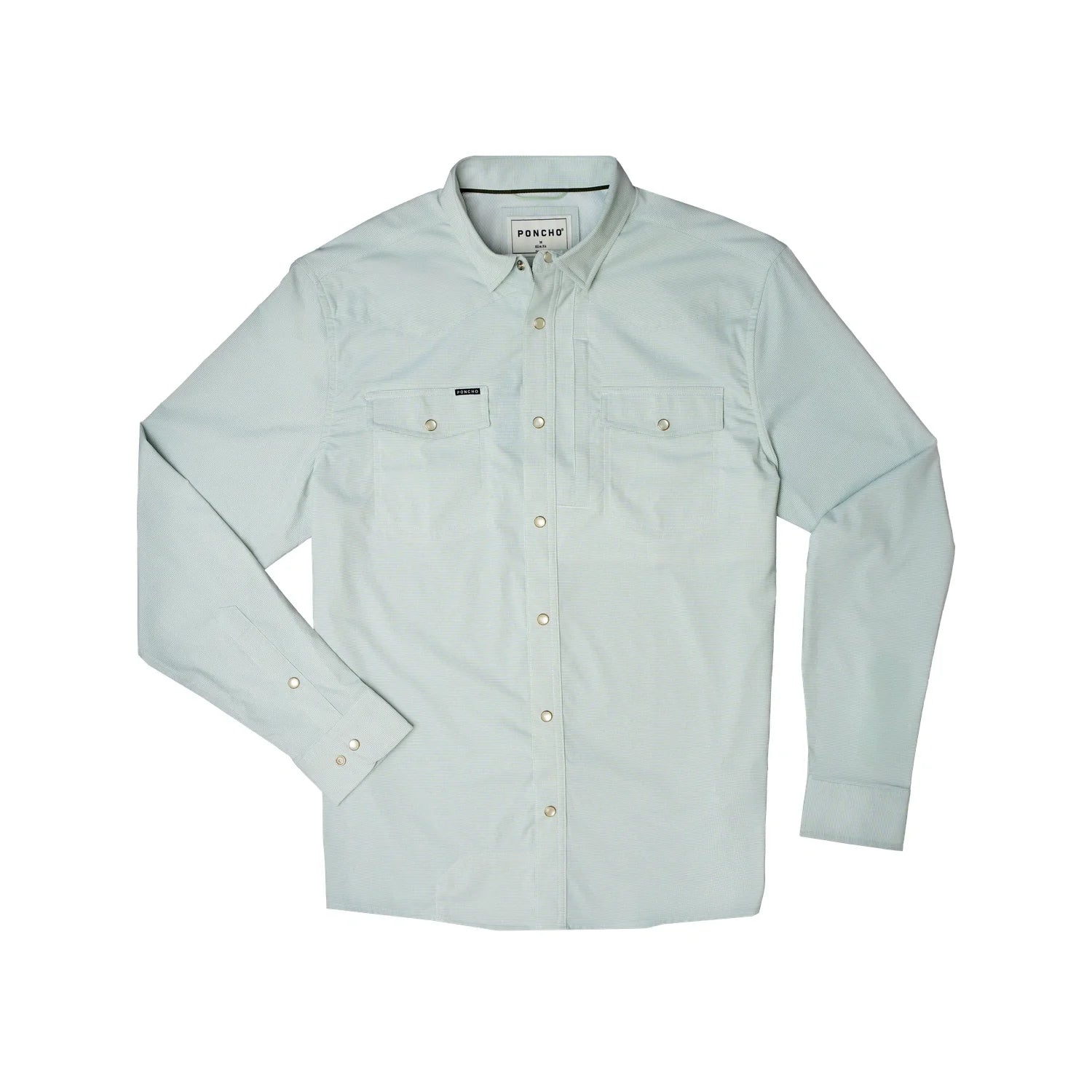 Poncho Outdoors 01. MENS APPAREL - MENS LS SHIRTS - MENS LS BUTTON UP Men's Western Pearl Snap Shirt Long Sleeve THE ALPINE | TURF GREEN MICROCHECK | REGULAR:
