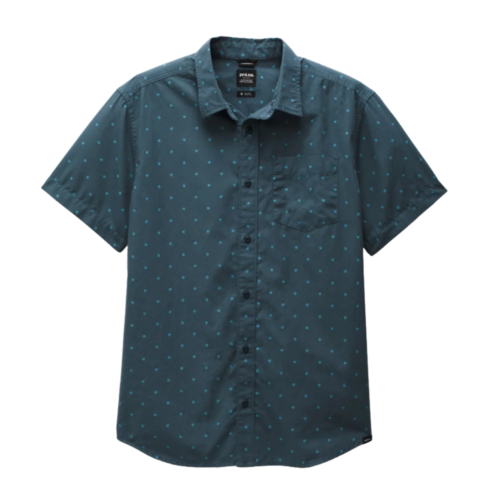 Prana 01. MENS APPAREL - MENS SS SHIRTS - MENS SS BUTTON UP Men's Tinline Shirt 403 GREY BLUE WATER