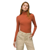 Prana 02. WOMENS APPAREL - WOMENS LS SHIRTS - WOMENS LS CASUAL Women's Foundation Rib Turtleneck 600 TERRACOTTA HEATHER