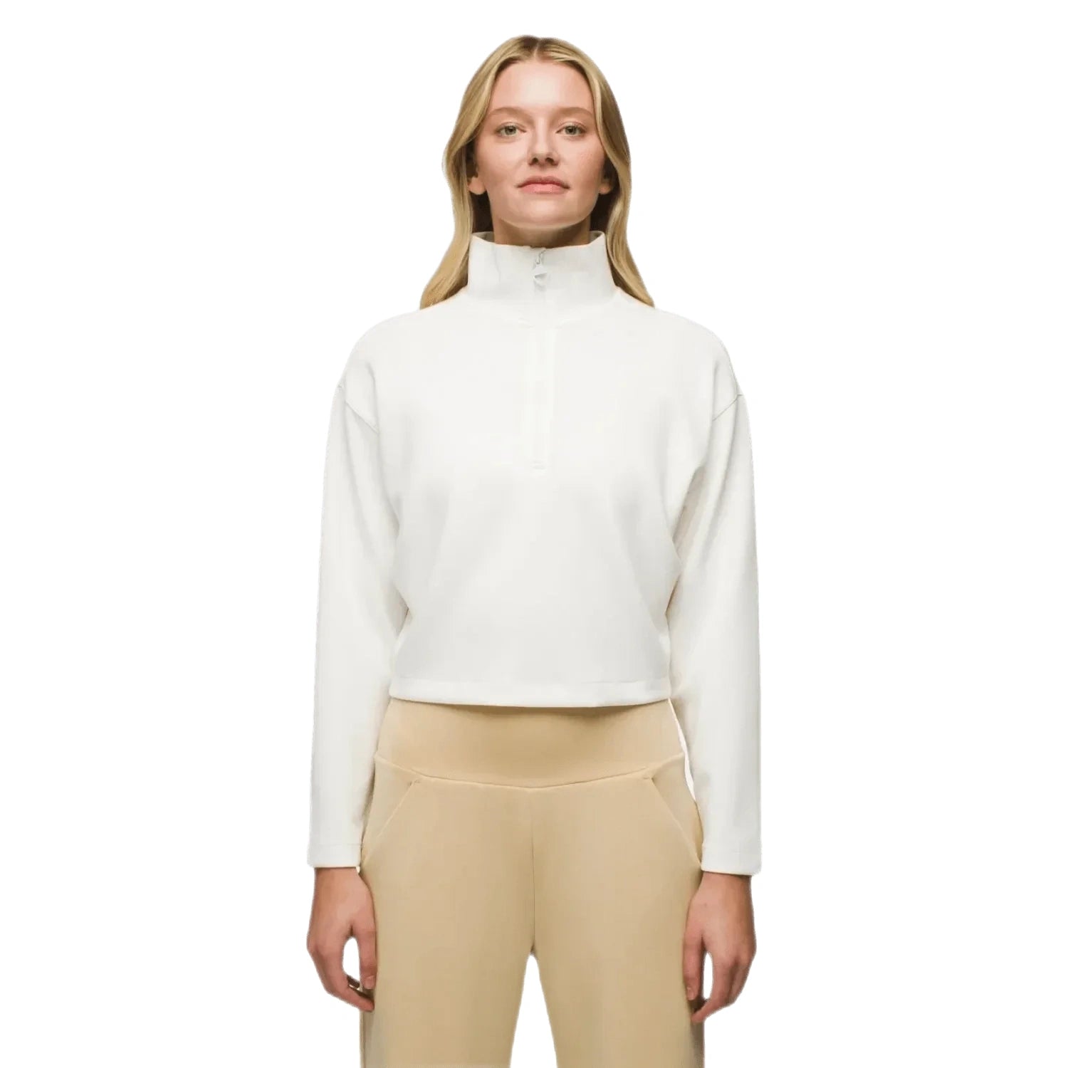 Prana 02. WOMENS APPAREL - WOMENS HOODIES|SWEATERS - WOMENS PO SWEATERS Women's Shea Half Zip 100 SOFT WHITE