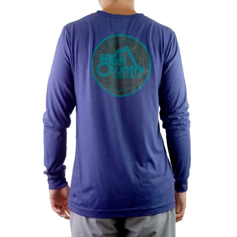 High Country Outfitters 01. MENS APPAREL - MENS T-SHIRTS - MENS T-SHIRT LS Men's HC Ga Topo Tri Long Sleeve NAVY TRI