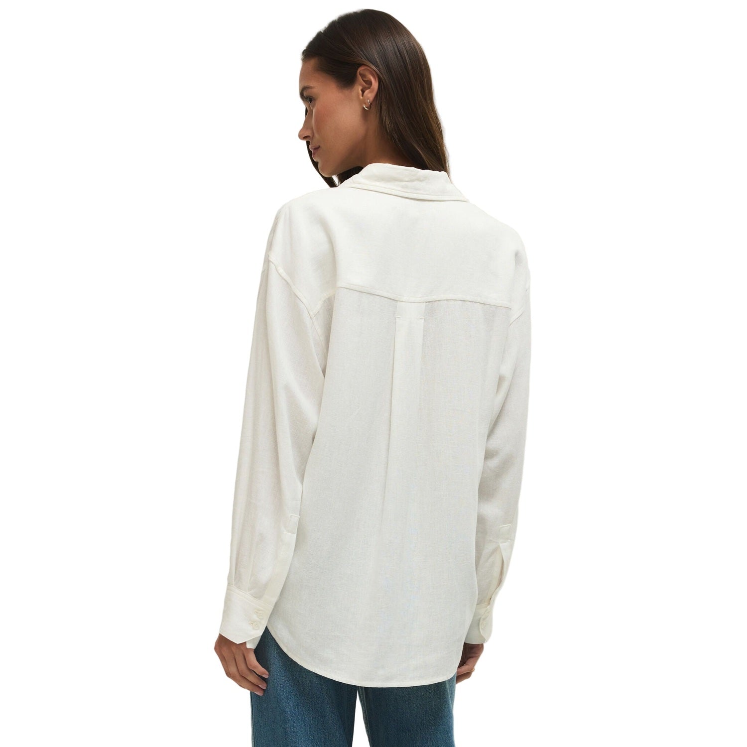 Z Supply 02. WOMENS APPAREL - WOMENS LS SHIRTS - WOMENS LS CASUAL Women's Alfie Button Up Shirt WHT WHITE