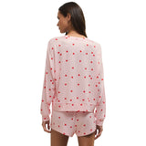 Z Supply 02. WOMENS APPAREL - WOMENS LS SHIRTS - WOMENS LS LOUNGE Women's Mira Heart Long Sleeve Top PIM PINK MARSHMALLOW