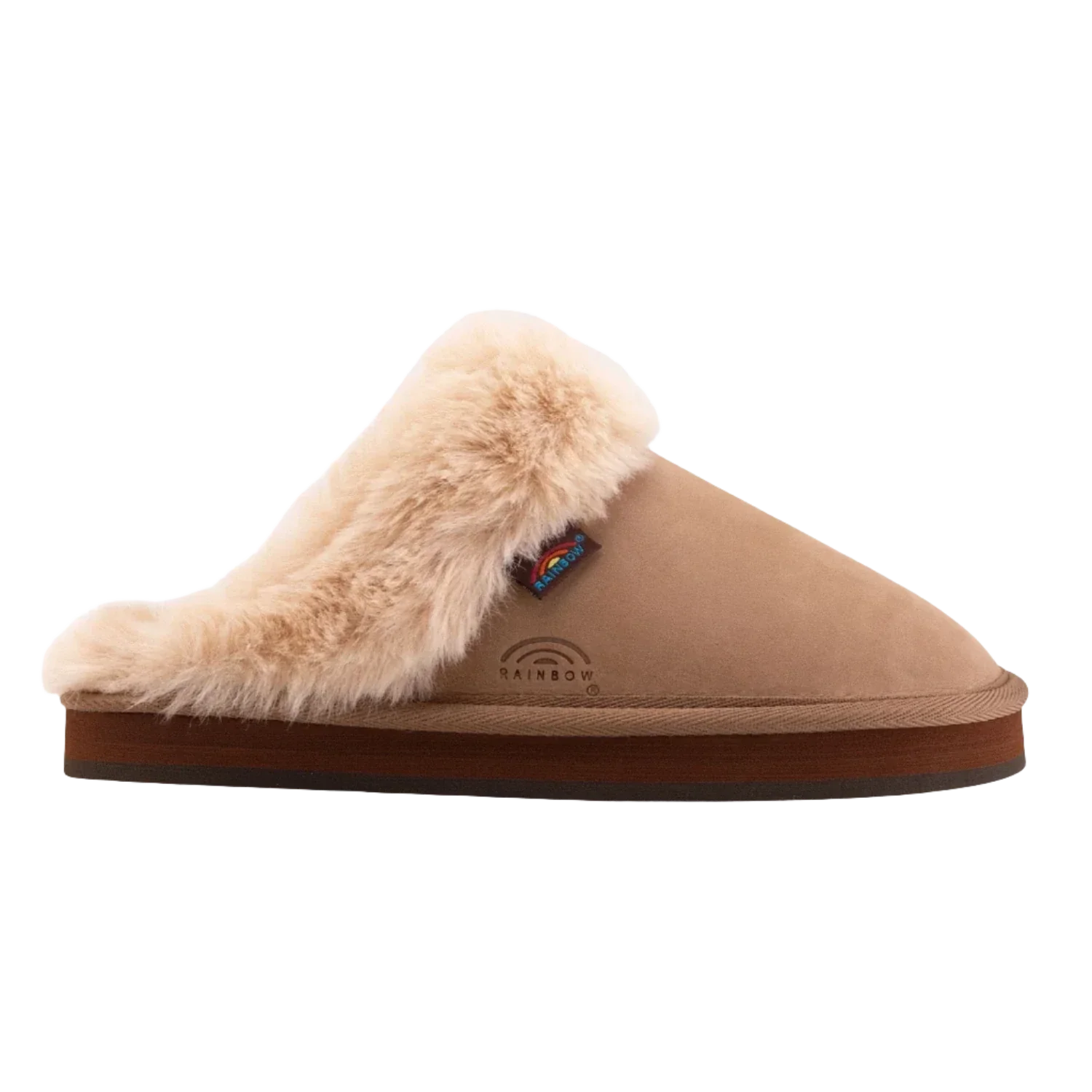 Rainbow 05. WOMENS FOOTWEAR - WOMENS SHOES - WOMENS SHOES SLIPPERS Women's Sunset Snugs Slippers DARK BROWN|TAN FLEECE