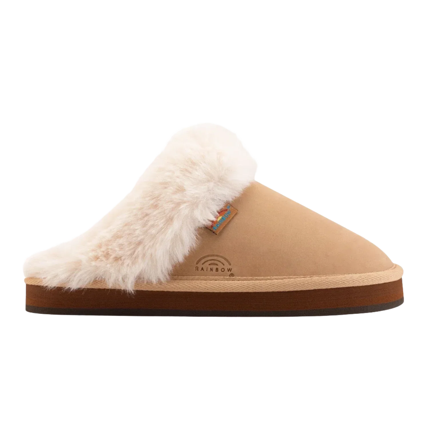 Rainbow 05. WOMENS FOOTWEAR - WOMENS SHOES - WOMENS SHOES SLIPPERS Women's Sunset Snugs Slippers SIERRA BROWN|CREAM FLEECE