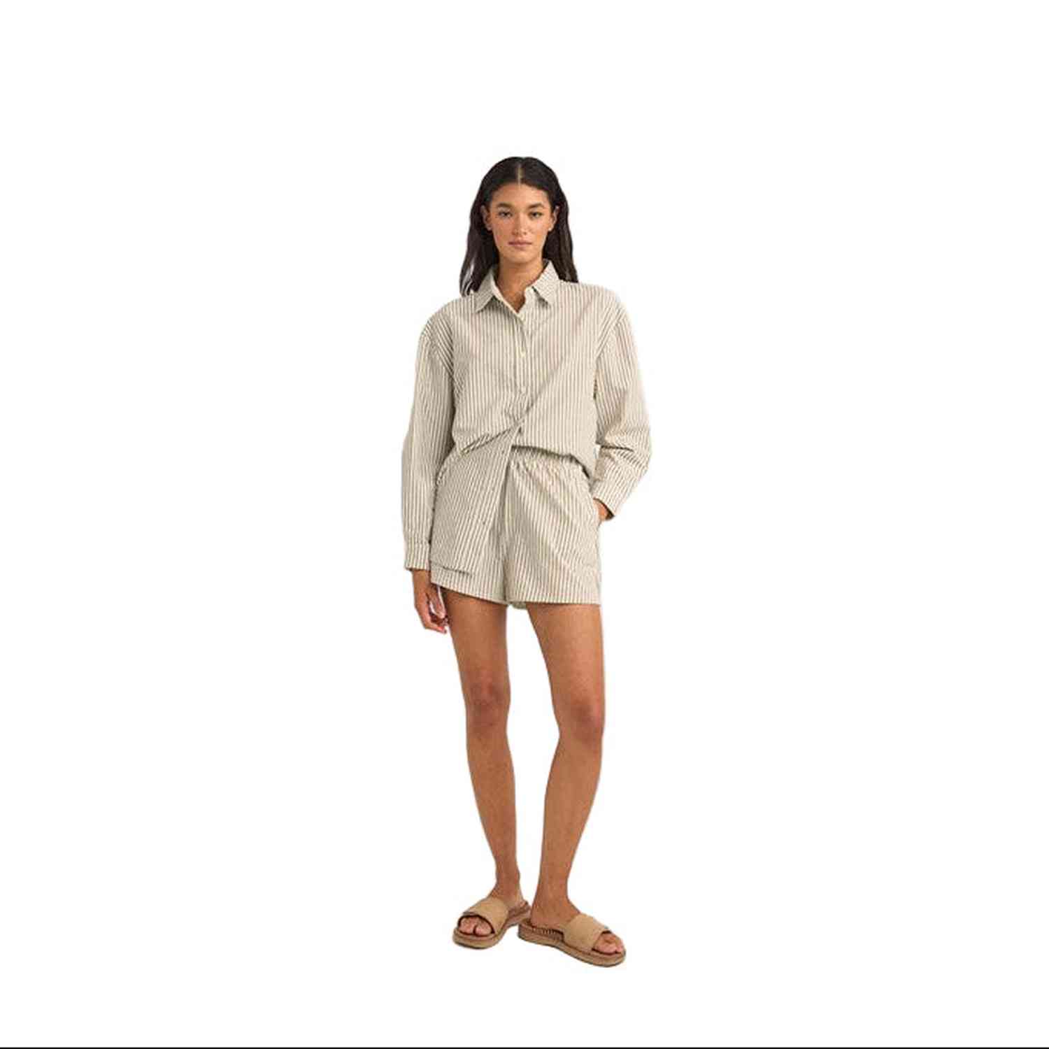 Rhythm 02. WOMENS APPAREL - WOMENS SWIM - WOMENS COVERUP Women's Valley Stripe Short TAN