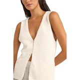 Rhythm 02. WOMENS APPAREL - WOMENS VEST - WOMENS VEST CASUAL Women's Adele Longline Knit Vest WHITE