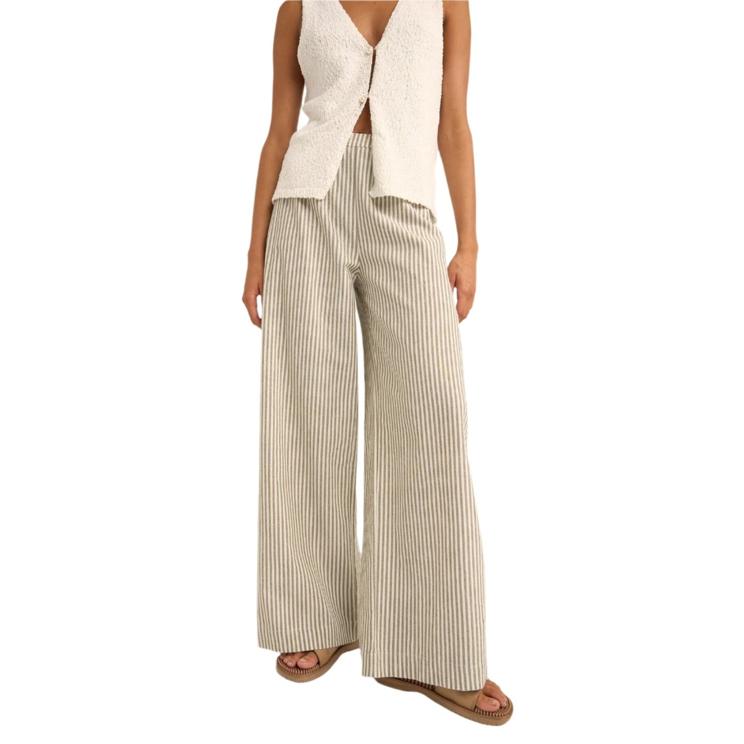 Rhythm 02. WOMENS APPAREL - WOMENS PANTS - WOMENS PANTS CASUAL Women's Valley Stripe Wide Leg Pant IVY