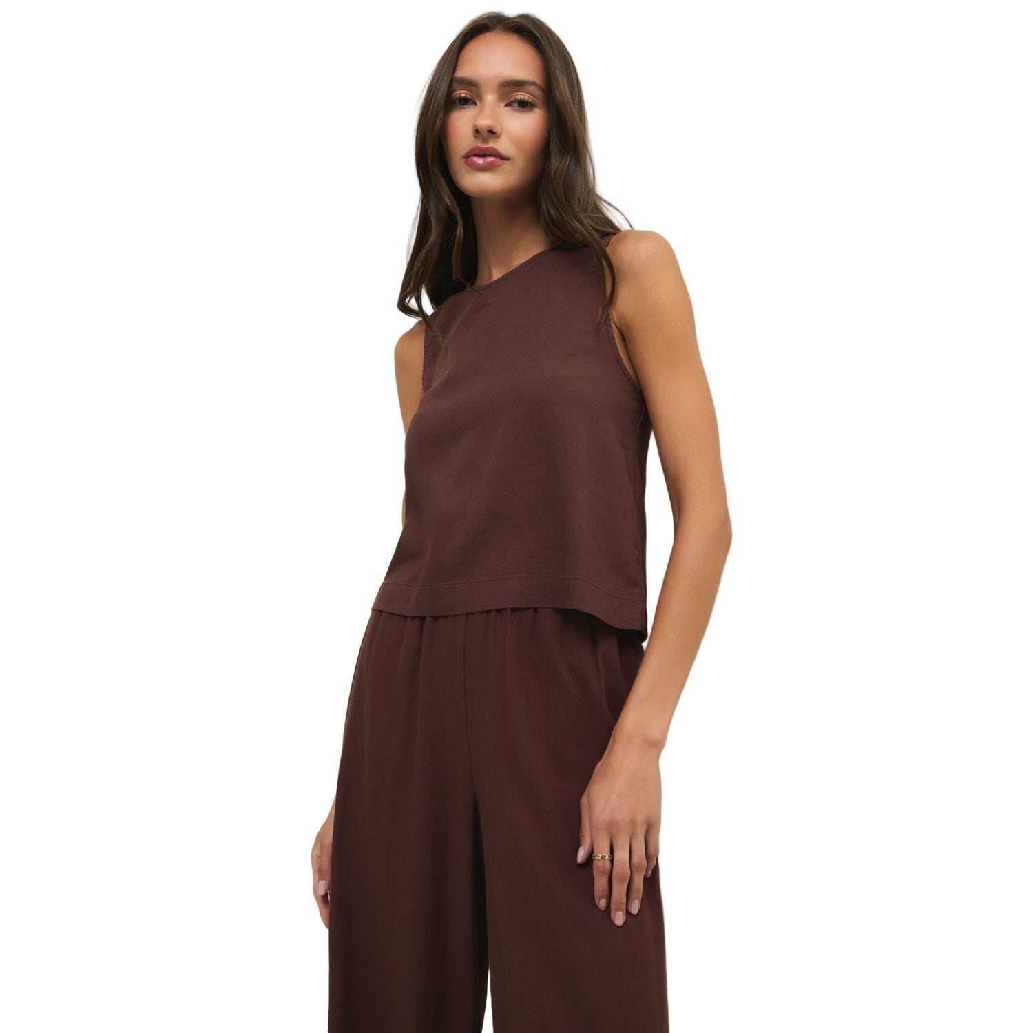 Z Supply 02. WOMENS APPAREL - WOMENS PANTS - WOMENS PANTS CASUAL Women's Scout Linen Pant CLC CHOCOLATE CHERRY