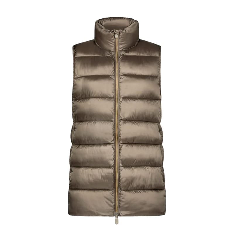 SAVE THE DUCK 02. WOMENS APPAREL - WOMENS VEST - WOMENS VEST INSULATED Women's Coral Puffer Vest RAINY BEIGE
