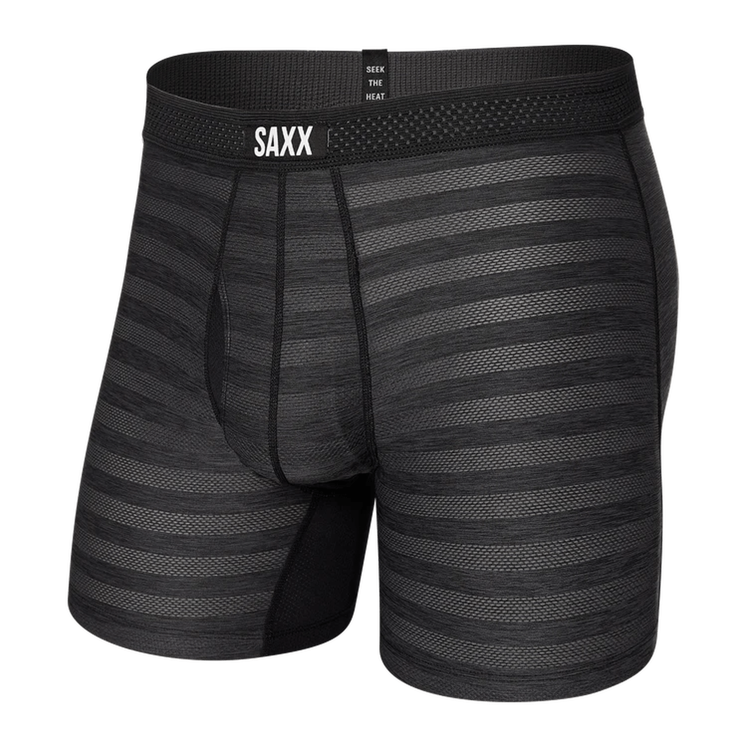 Saxx 01. MENS APPAREL - MENS UNDERWEAR - MENS UNDERWEAR Droptemp Cooling Cotton Boxer Brief Fly BLH BLACK HEATHER