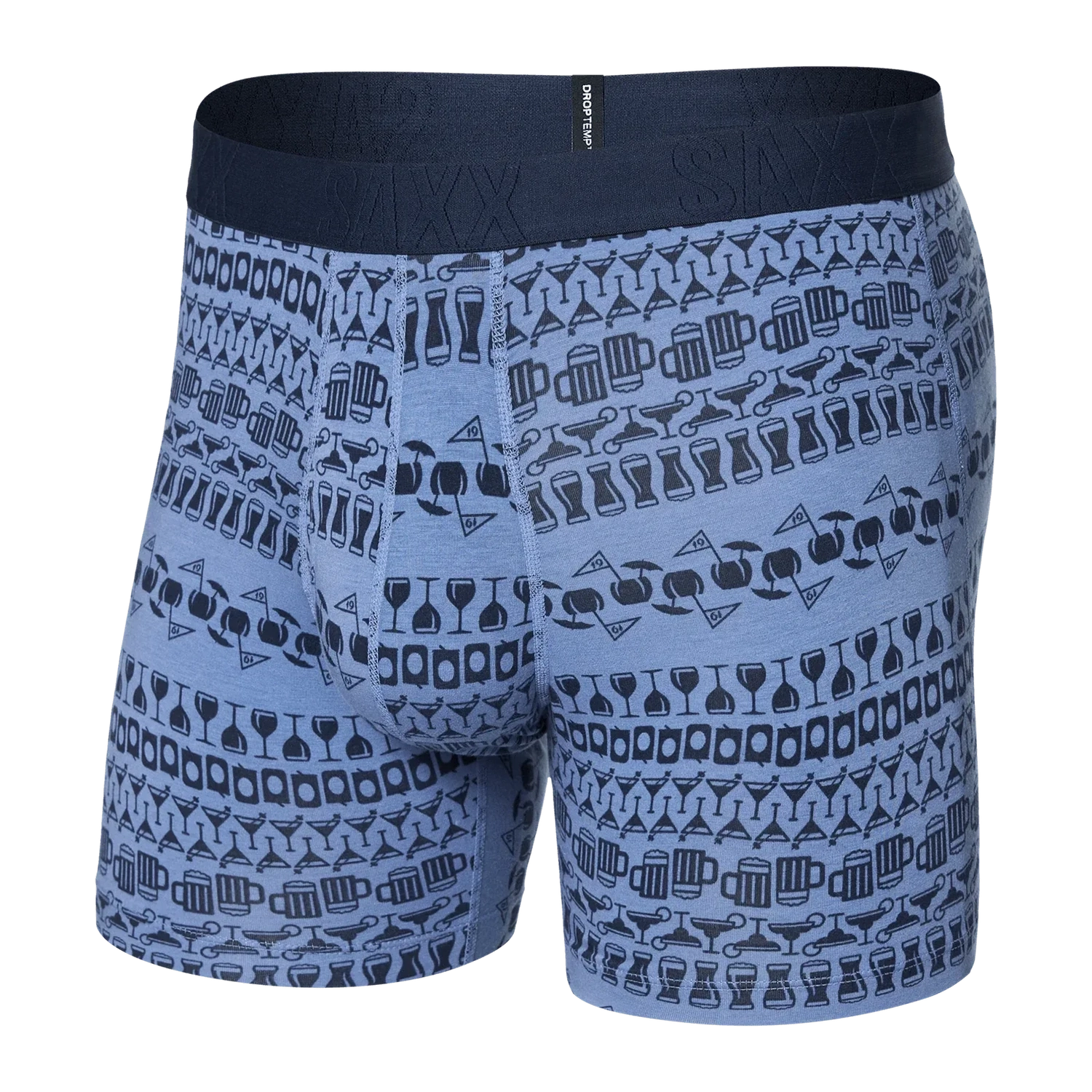 Saxx 01. MENS APPAREL - MENS UNDERWEAR - MENS UNDERWEAR Droptemp Cooling Cotton Boxer Brief Fly NHS 19TH HOLE STRIPE-BLUE