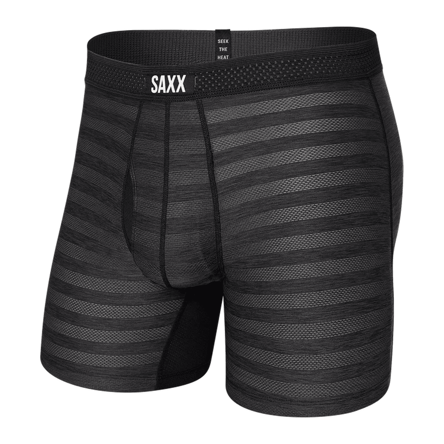 Saxx 01. MENS APPAREL - MENS UNDERWEAR - MENS UNDERWEAR Men's Droptemp Cooling Cotton Boxer Brief Fly BLH BLACK HEATHER