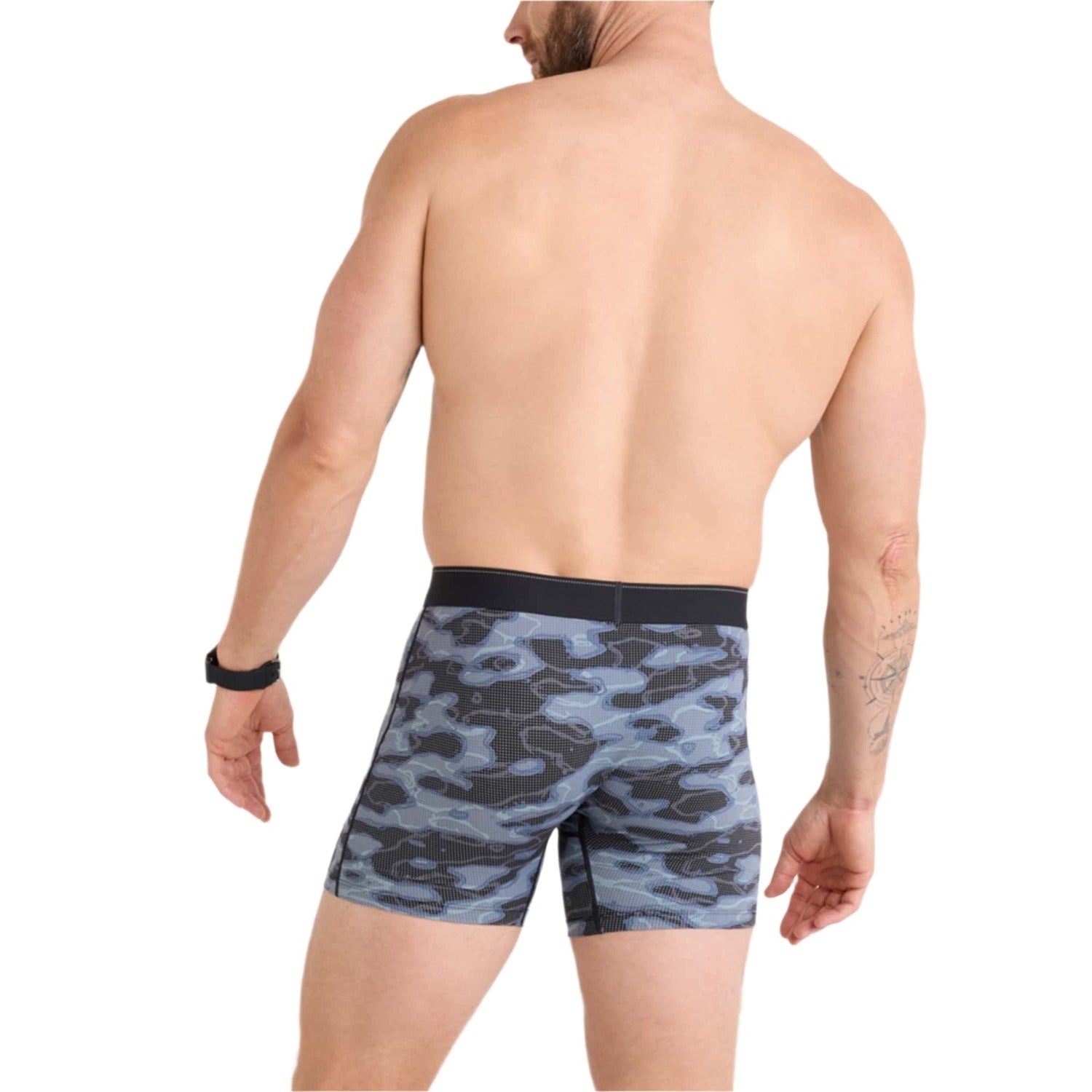 Saxx 01. MENS APPAREL - MENS UNDERWEAR - MENS UNDERWEAR Men's Quest Quick-Dry Mesh Boxer Brief WAC WATERDROP CAMO-BLACK