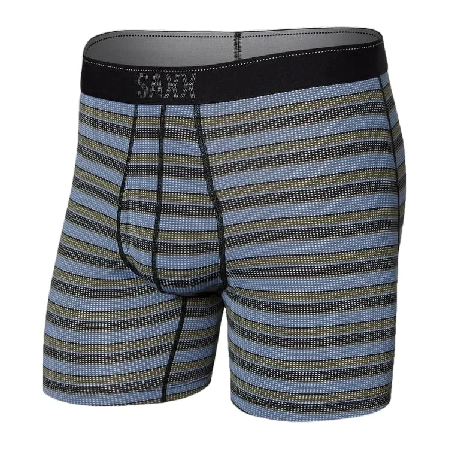 Saxx 01. MENS APPAREL - MENS UNDERWEAR - MENS UNDERWEAR Men's Quest Quick-Dry Mesh Boxer Brief SST SOLAR STRIPE | TWILIGHT