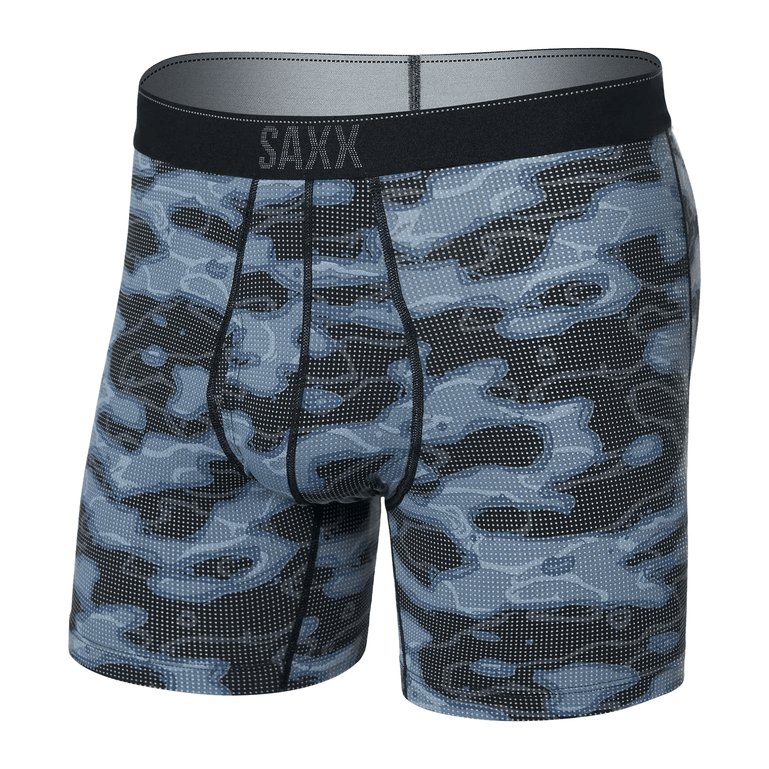 Saxx 01. MENS APPAREL - MENS UNDERWEAR - MENS UNDERWEAR Men's Quest Quick-Dry Mesh Boxer Brief WAC WATERDROP CAMO-BLACK